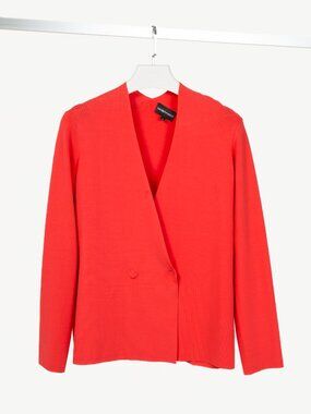 Emporio Armani Coral Knit Double-Breasted Snap Cardigan